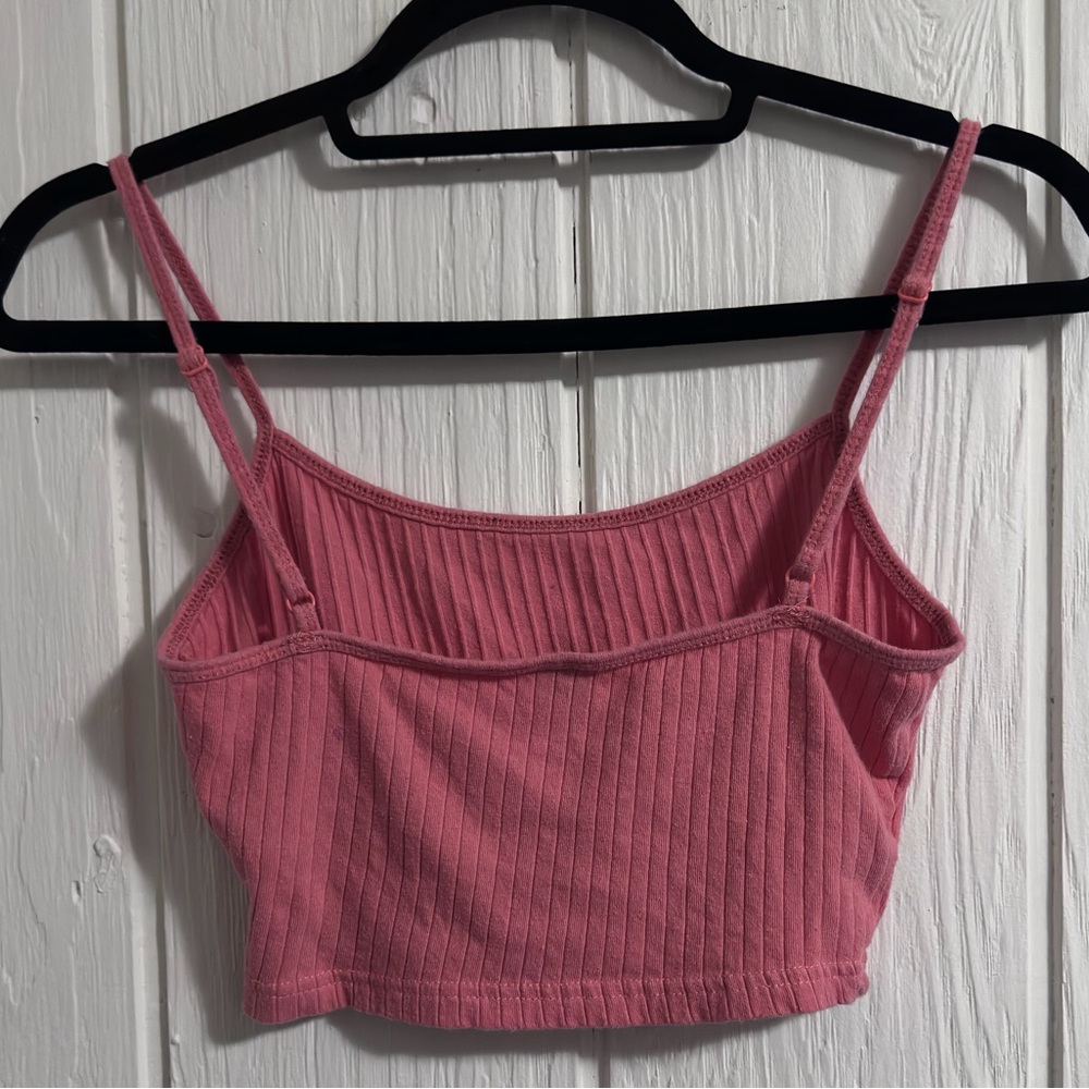 Pink Ribbed Cropped Top - Picture 3 of 4